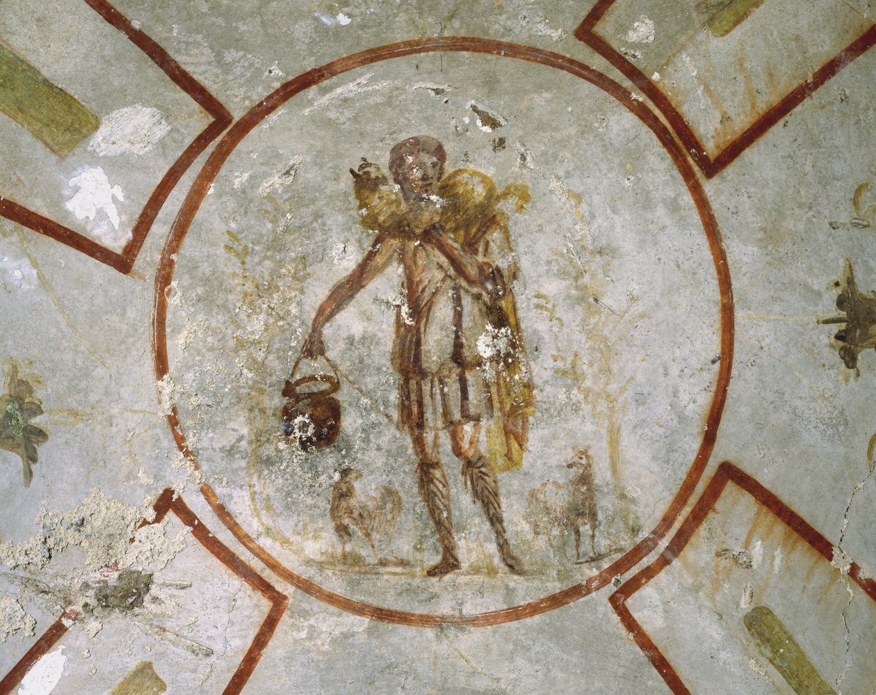 roman ceiling of the chapel of the good shepherd catacombs san cal (meisterdrucke 382715)